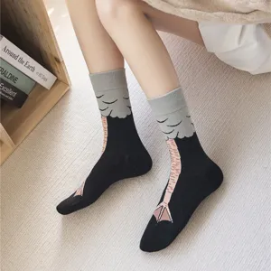 Funny novelty animal duck feet mid-calf socks for men and women, creative autumn winter cotton socks.