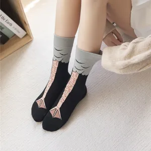 Cute funny animal duck feet crew socks for men and women, novelty autumn winter cotton socks.