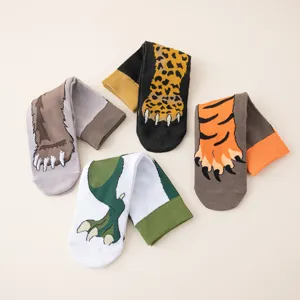 Fun animal paw crew socks featuring tiger, leopard, bear and dinosaur designs for cozy autumn.