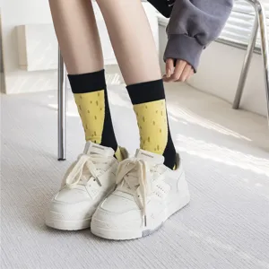Cute funny animal foot mid-calf socks for autumn and winter, cozy cotton blend, stylish trendy.