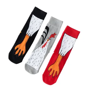 Funny chicken feet print mid-calf socks for men and women, cute creative cotton casual socks.