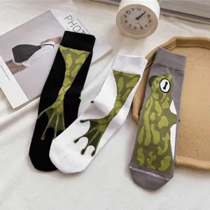 Unisex Cute Funny Frog Crew Socks Novelty Winter Warm Casual Polyester Socks For Men And Women Fashion Daily Wear