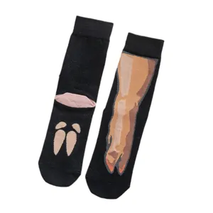 Funny animal pig hoof socks creative black mid-calf casual novelty socks for women and men