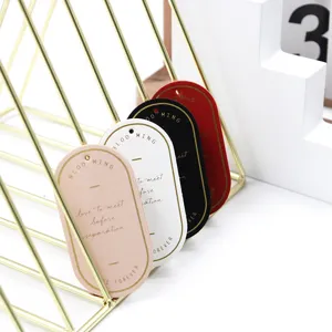 Marque-pages ovales en cuir PU avec dorure à chaud double face élégants marqueurs