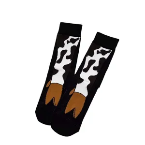 Fun animal cow hoof pattern mid-calf cotton socks for men and women, creative winter casual socks.