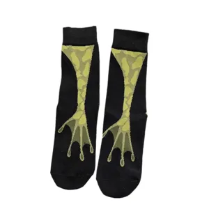 Funny frog webbed pattern crew socks for men and women, cute autumn winter casual long socks.