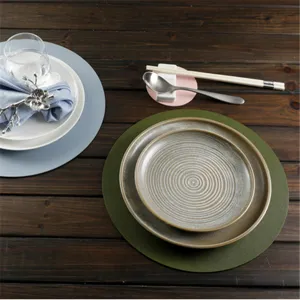 Round PU leather placemat waterproof oilproof heat-resistant table mat for dining room kitchen decor