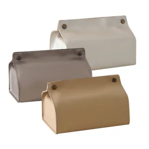 Minimalistischer PU-Leder-Taschentuchbox-Halter mit Druckknopfverschluss Auto Zuhause
