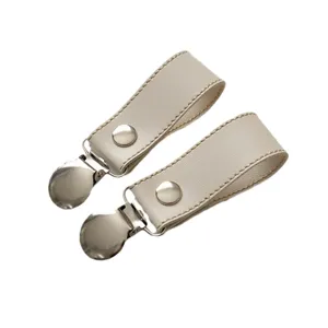 Baby stroller blanket clips faux leather stainless steel duckbill clips set for pram