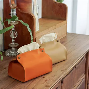 PU Leder Taschentuchbox mit Druckknopf, minimalistischer Auto Serviettenhalter stilvoll.