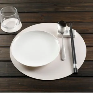 Round PU leather placemat waterproof heat-resistant dining table mat kitchen coaster set