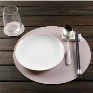 Round PU leather placemat waterproof heat resistant table mat stylish dining room placemat.