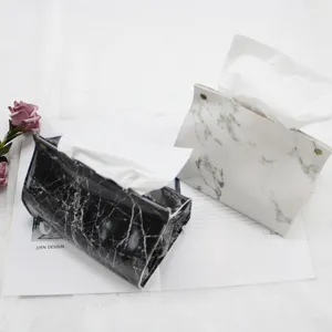 Noorse stijl lederen tissue doos creatieve marmer patroon servettenhouder voor thuis.