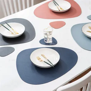 Modern Minimalist PU Leather Placemat Irregular Oval Heat Resistant Non-Slip Table Mat For Western Restaurant Home Dining