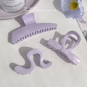 Lot de pinces à cheveux en résine violette, design minimaliste élégant pour coiffure.