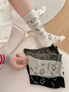 Chaussettes mi-hautes chat mignon femme coton décontracté quotidien doux respirant