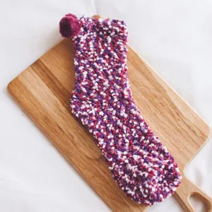 Women winter warm fuzzy coral fleece mid tube sleep socks cute candy color fluffy socks