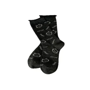 Chaussettes mi-mollet en coton à motif de chat mignon pour femmes, chaussettes décontractées.