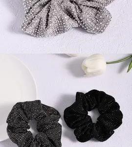 Luminoso elastico per capelli con strass, elegante supporto per coda di cavallo alla moda da donna.
