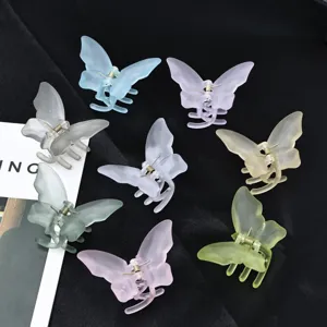 Acrylic butterfly hair claw frosted pastel hair clip for women half updo sweet styling cute