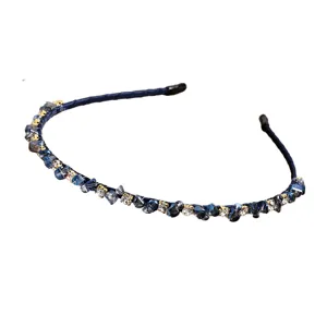 Retro Kristall Strass Haarreif dunkelblaue Steine Haarreif süßes Haarschmuck Accessoire