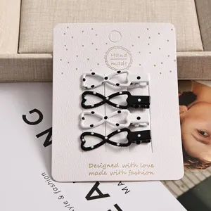 Lot de 4 pinces à cheveux mates coréennes de 3 cm, pinces bec de canard nœud pour filles.