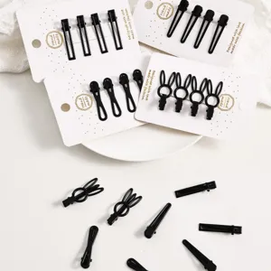 Black hair clips set cute duckbill hairpins sweet side bangs clips for daily styling.