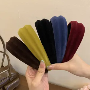 Velvet wide brim headband multi color solid casual hair hoop for daily wear women accessory
