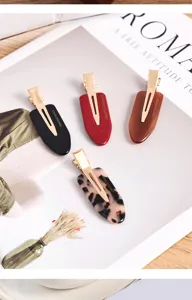 Acetate teardrop duckbill hair clips set, geometric side clips for daily styling wear.