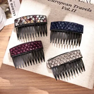 Peine de Inserción para Cabello con Estrass para Mujer Pinza de Cristal Brillante para Flequillo Lateral Horquilla Antideslizante Accesorios de Moda