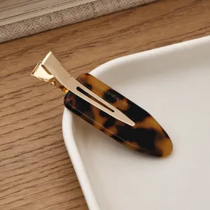 Acetate teardrop hair clip geometric duckbill clip gold metal side clip for daily wear