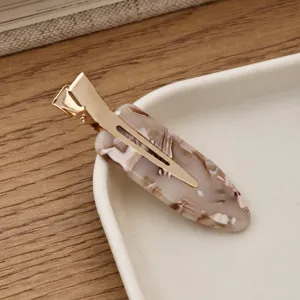 Acetate waterdrop hair clip for women, chic metal alligator side clip for daily commute.