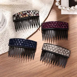 Peineta con pedrería horquilla para mujer, cristal brillante flequillo antideslizante accesorio de pelo.