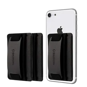 Portacarte universale per cellulare con cinturino elastico custodia adesiva nera accessorio.