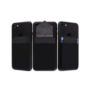 Porta carte elastico per telefono adesivo tasca posteriore Lycra nero portafoglio