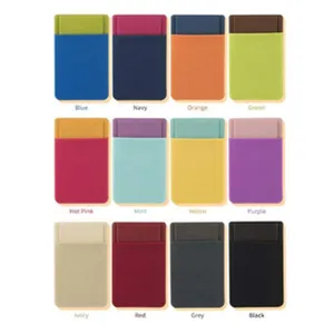 Vista dettagliata del porta carte di telefono elastico in Lycra con varie opzioni di colore.