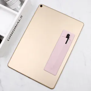 Silicone adhesive stylus pen holder pouch for tablet, flexible pencil sleeve sticker case.