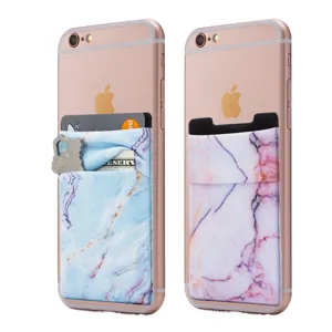 Portacarte elastico per telefono adesivo tasca texture marmo per retro del telefono