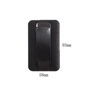 Zwarte Lycra leer telefoon achterkant kaarthouder standaard detailweergave 93x58mm.