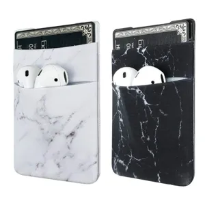 Portacarte per cellulare in tessuto Lycra, custodia adesiva marmo per carte di credito.