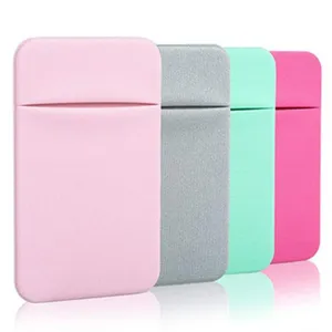 Portafoglio adesivo per telefono in tessuto Lycra, porta carte a doppia fessura smartphone.
