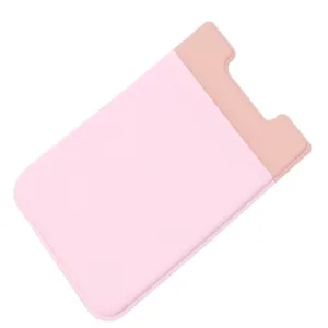 Portacarte adesivo in Lycra elastica rosa per telefono con design con ritaglio a forma di U.