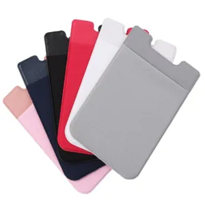 Portacarte per telefono elastico in Lycra a U multicolore, tasca adesiva per cellulare.