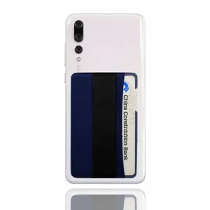 Elastische telefoonhouder Lycra stof mobiele achterzak voor creditcards en identiteitskaarten.