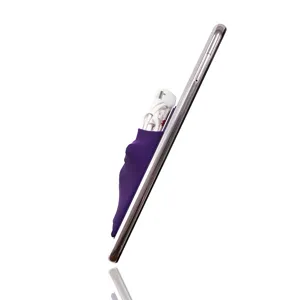 Portacarte elastico in Lycra viola, tasca adesiva per il retro dello smartphone e carte.