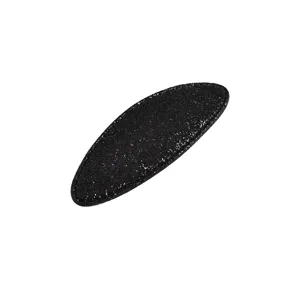 Pinza de pelo ovalada negra con purpurina para mujer, elegante accesorio de flequillo.