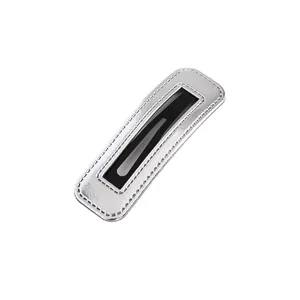 Silver PU leather hair clip with stylish G cutout design for cute daily hairstyles.