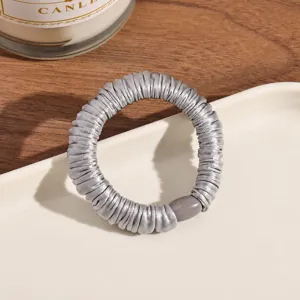 Elegant grey pleated satin scrunchie durable hair tie for daily styling and women fashion