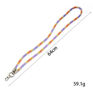 Colorful beaded phone lanyard strap crossbody 64cm long anti lost rope mobile accessory