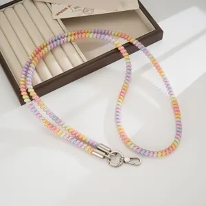 Colorful TPU telephone wire phone lanyard crossbody chain long anti-lost beaded strap